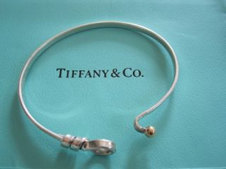 Tiffany Co Sterling 18K Gold Love Knot Buckle Bangle Bracelet