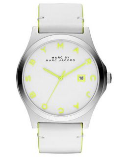 Marc by Marc Jacobs Watch, Womens White Leather Strap 43mm MBM1247