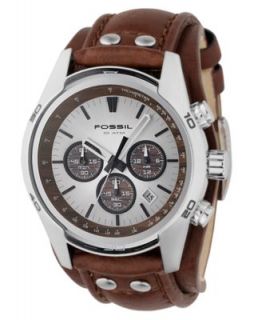 Fossil Watch, Mens Chronograph Grant Brown Leather Strap 44mm FS4735