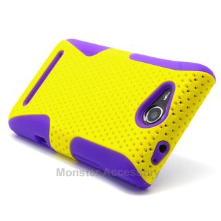 Yellow Purple Apex LG Lucid 4G Verizon 2 in 1 Gel Hard Case Cover