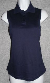 KT Classics by Keneth Too Petite Womens Navy Blue Polo Shirt Size PS