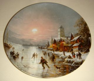 Ludwig Muninger Romantic Winter Ice Skaters Plate COA
