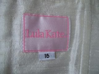 Lula Kate Cream Teal 100 Silk Strapless Ruffle Trim Dress 16