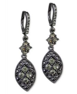 Juicy Couture Earrings, Silver tone Black Stone Linear Drop Earrings