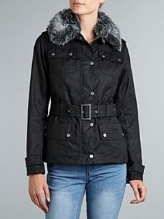 Barbour Piston wax jacket with belt Black   House of Fraser