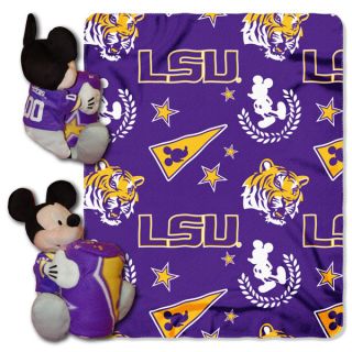 Disney LSU Tigers Mickey Mouse Plush Blanket Set 40x50 Fleece Throw