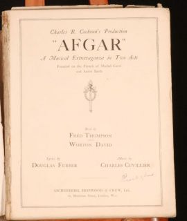 C1919 Afgar Douglas Furber Charles Cuvillier Scarce