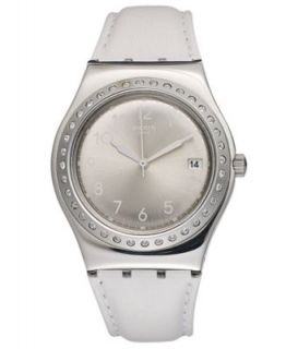 Swatch Watch, Womens Swiss Fancy Me White Rubber Strap 33mm YLS430