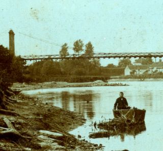 Yonne Moneteau River Boat France Stereo Photo 1900