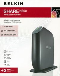 Belkin Router Wireless N N300 Share Printer or Storage PC Mac 300Mbps