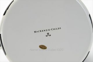 Mackenzie Childs Courtly Check Black White Enamel 2 Qt Tea Kettle Pot