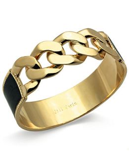 Jill Zarin Bracelet, 14k Gold Plated Grey Enamel Half Chain Bangle