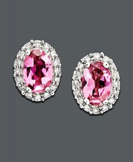 14k White Gold Earrings, Pink Tourmaline (9/10 ct. t.w.) and Diamond