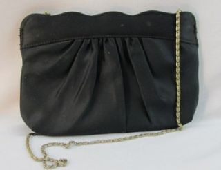 Vintage Magid Black Satin Evening Clutch Handbag Made in Macau