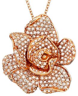 Effy Collection 18k Rose Gold Pendant, Diamond Flower (1/3 ct. t.w