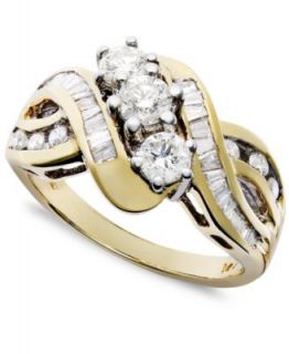 Diamond Ring, 14k Gold Diamond Three Row (1 ct. t.w.)   Rings