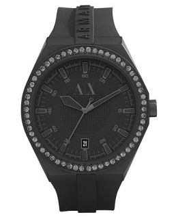 Armani Exchange Watch, Black Silicone Strap 47mm AX1217  