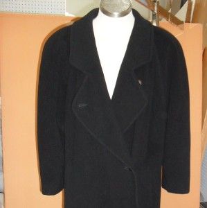 Madeleine Black Wool Cashmere Full Length Coat Made in Poland Sz L