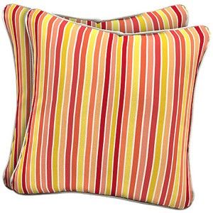 Mainstays Square Decorative Pillow Stripe Red 2 Pieces