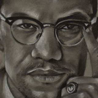 Malcolm x Charcoal Portrait Drawing by KYEGOMBE