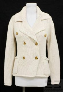 By Malene Birger Cream Knit Button Front Sweater Size Small