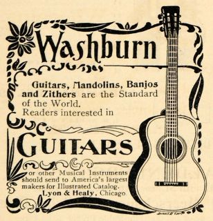 1895 Ad Zither Mandolin Guitar Wasburn Lyon Healy Original Advertising