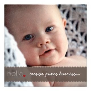 Hello Heart Baby Birth Announcement