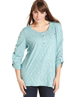 Style&co. Plus Size Top, Three Quarter Sleeve Henley