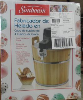 Sunbeam FRSBWDBK 4 Quart Ice Cream Wooden Bucket $80 Retail