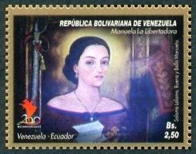 Venezuela Ecuador Stamp Manuela Saenz 2010 Painting