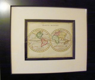 Original World Hemisphere Map California Island 1759 America Hand