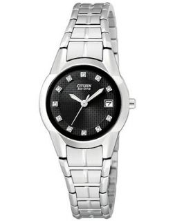 Citizen Watch, Womens Eco Drive Dress Diamond Accent Stainless Steel