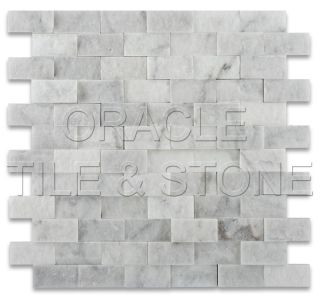 Carrara White Marble Split Faced Mosaic Tile