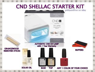 Authentic CND Shellac Starter Kit with Lamp Base Top 1 Color Solar Oil