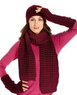 Nine West Textured Knit, Scarf, Hat and Armwarmers
