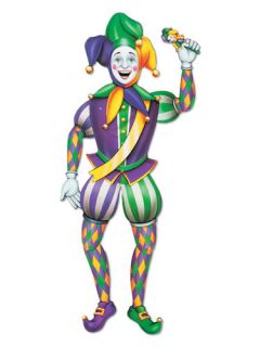 Mardi Gras Carnival Jointed Jester Cutout Decoration
