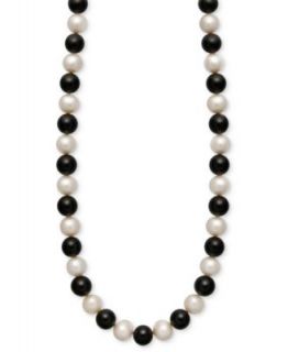14k Gold Jewelry Set, Cultured Freshwater Pearl and Onyx Jewelry Set
