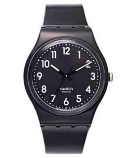 Swatch Watch, Unisex Swiss Black Suit Black Plastic Strap 34mm GB247