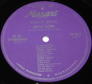 Katyna Ranieri Mexico Bello Autographed Mexican LP Female Vocal Italo