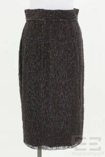 Maria Pinto Brown Beaded Sequin Pencil Skirt Size 8