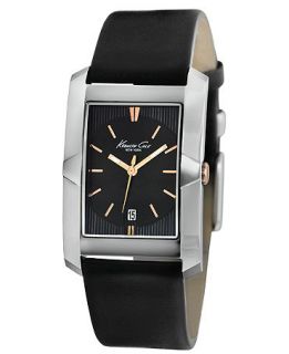 Kenneth Cole New York Watch, Mens Black Calf Leather Strap 30mm
