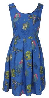 Botanical Print Sleeveless Day Dress Mariette Size 12 New
