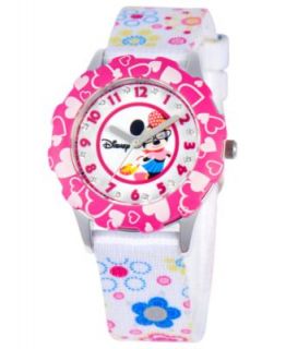 Disney Watch, Kids Glitz Minnie Mouse Floral Printed Nylon Strap 32mm