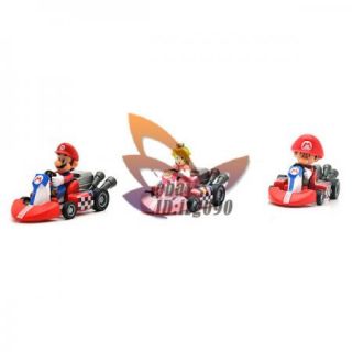 Lot 5 Mario Bros Kart Pull Back Car Figure Toy MS80