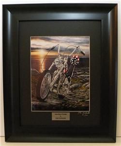 MOTORCYCLE ART Easy Rider Harley Davidson Captain America Ltd Ed Frame