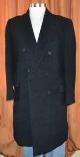  Black Wool Trench Double Breasted Coat Overcoat Jacket