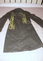 WW II Green Wool Trench Coat w Camo Scarf Officers