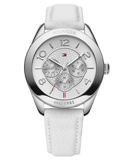 Tommy Hilfiger Watch, Womens White Leather Strap 40mm 1781202   All