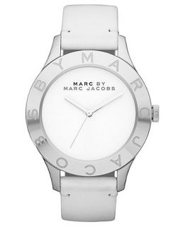 Marc by Marc Jacobs Watch, Womens White Leather Strap 40mm MBM1200