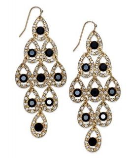 INC International Concepts Earrings, 12k Gold Plated Black Stone
